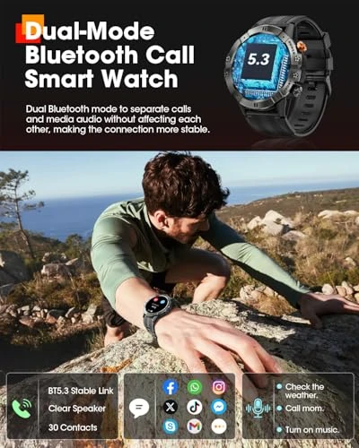 Military Smart Watch with Bluetooth Call and Fitness Tracking — Smart Watch, DEKELIFE