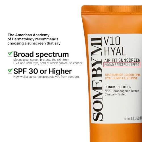 V10 Hyal Air Fit Sunscreen SPF 50 - Korean Centella Sunscreen for Sensitive Skin, SOME BY MI