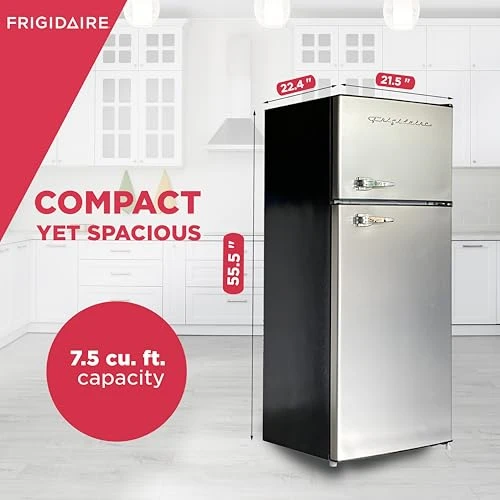 2 Door Apartment Size Refrigerator Freezer Combo, 7.5 cu ft, Stainless Steel, Frigidaire
