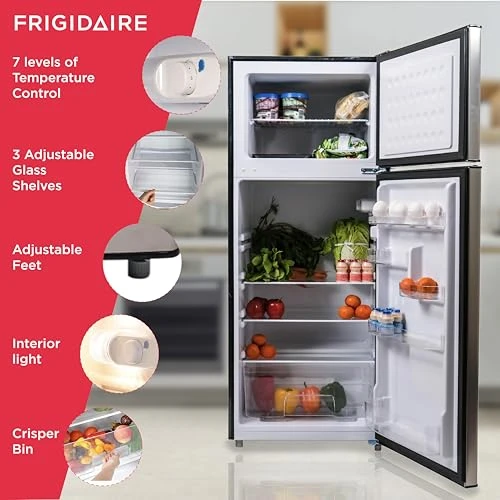 2 Door Apartment Size Refrigerator Freezer Combo, 7.5 cu ft, Stainless Steel, Frigidaire