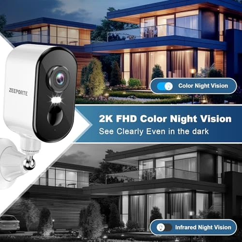 360° Pan Rotating 2K Wireless Outdoor Security Camera with AI Motion Detection — Security Camera, ZEEPORTE SECURITY