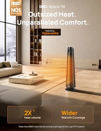 30" Electric Space Heater with Remote, 120° Oscillation, Adjustable Thermostat, Dreo