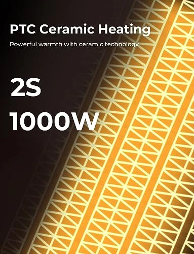 1000W PTC Ceramic Small Space Heater with Overheating & Tip-Over Protection, Oprunsy