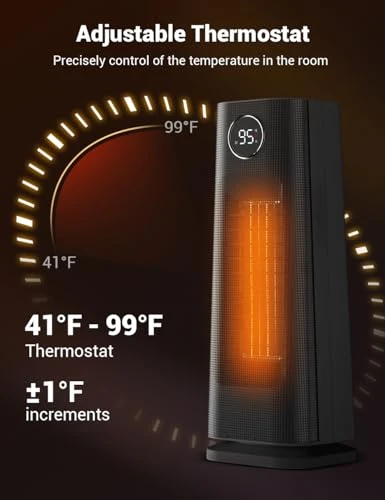 1500W Fast Electric Ceramic Space Heater with Thermostat, Wind Talk