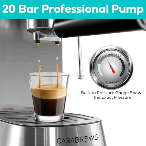 20 Bar Espresso Machine with Milk Frother, Compact Coffee Maker for Home — Coffee Maker, CASABREWS