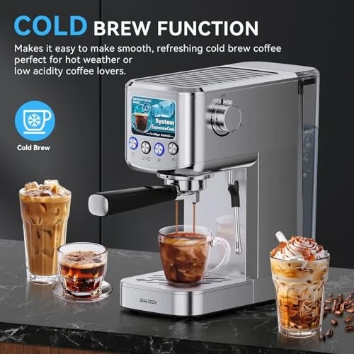 20 Bar Compact Espresso Machine with Milk Frother, SOWTECH