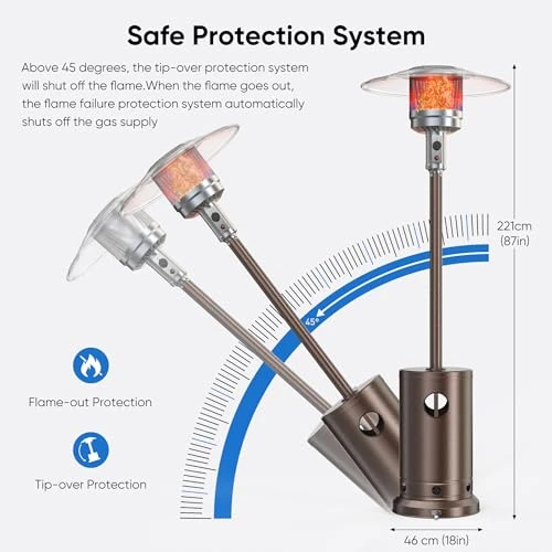 48,000 BTU Propane Patio Heater with Wheels and Round Table, OLIXIS