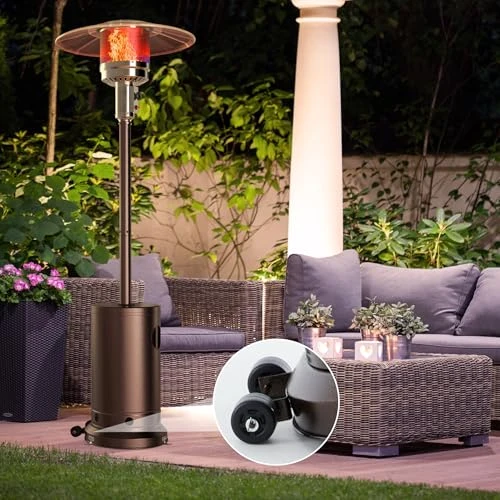 48,000 BTU Propane Patio Heater with Wheels and Round Table, OLIXIS