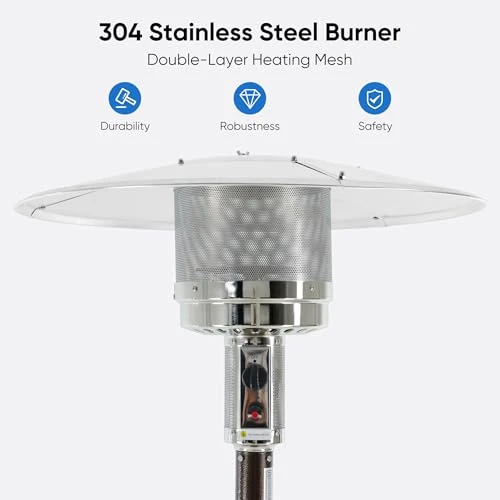 48,000 BTU Propane Patio Heater with Wheels and Round Table, OLIXIS