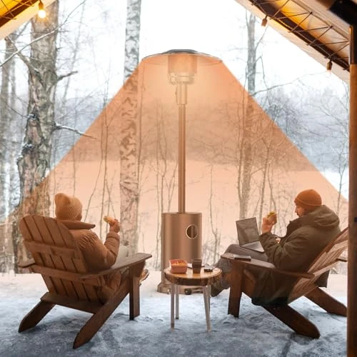 48,000 BTU Propane Patio Heater with Wheels and Round Table, OLIXIS