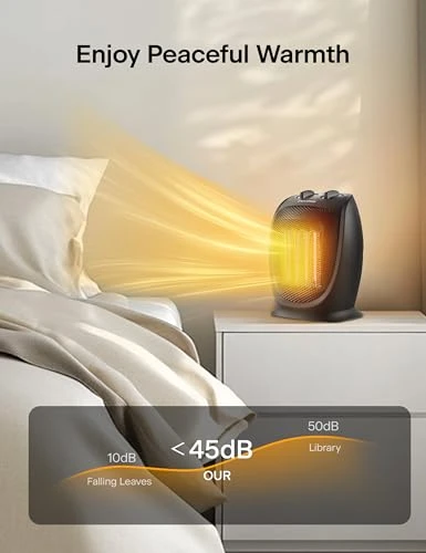 Portable Space Heater with Quiet Cooling & Heating Mode, Tip Over & Overheat Protection, PELONIS