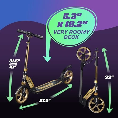 Adjustable Height Kick Scooter with Foldable Design, SKIDEE