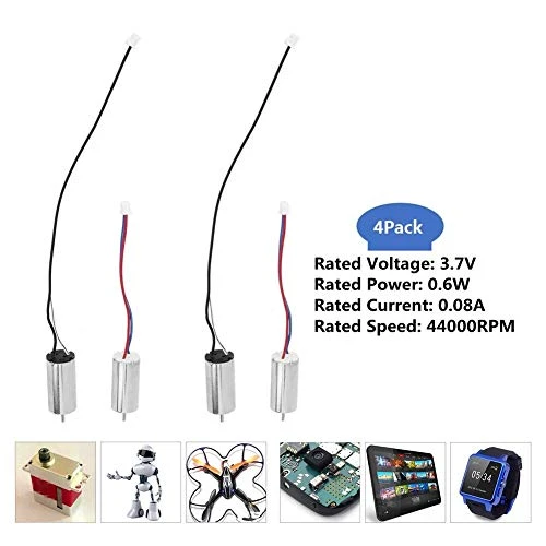 Micro Motor 4Pcs Set, 10x20mm Brush Motor, 44000RPM, Low Noise for Robotics, Acogedor