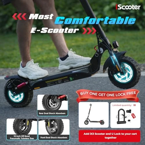 Electric Scooter with Off-Road Tires and Adjustable Handlebar — Electric Scooter, iScooter