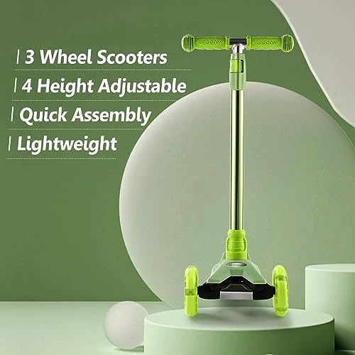 3 Wheel Scooter for Kids with Light Up Wheels, Adjustable Height, WV WONDER VIEW