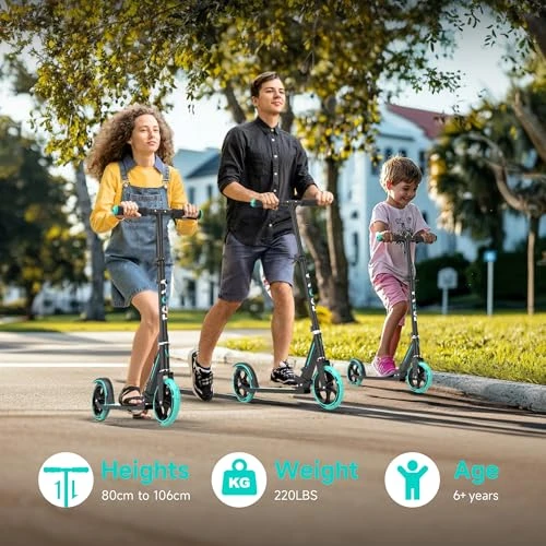 Foldable Scooter with Adjustable Height and Big Wheels — Electric Scooter, LEEYV