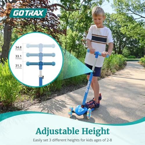 Kids Kick Scooter with LED Wheels and Adjustable Handlebars, Gotrax