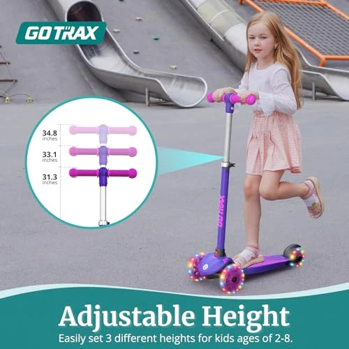 Kids Kick Scooter with LED Wheels and Adjustable Handlebars, Gotrax