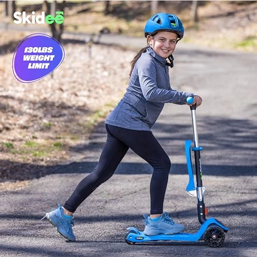 Adjustable Height Foldable Scooter with Removable Seat and LED Light Wheels — Electric Scooter, SKIDEE