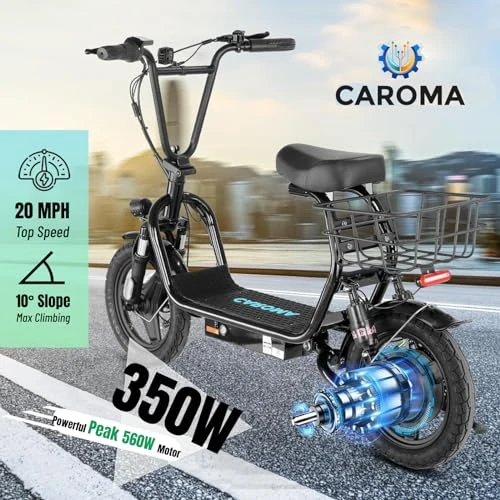 Peak 1200W Electric Scooter with Seat, 30Miles Range, 20MPH Top Speed, Foldable — Electric Scooter, Caroma