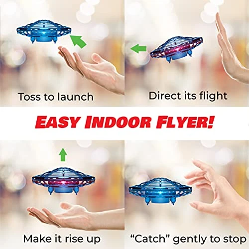 Hand Operated Motion Sensor Drone for Kids and Adults - LED Indoor UFO Toy, Force1