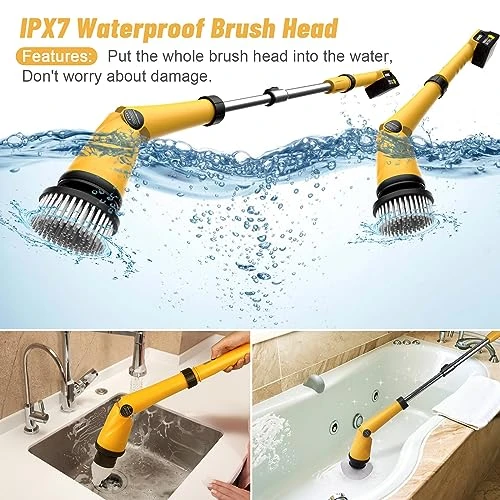 1200 RPM Battery Electric Spin Scrubber with 8 Brushes and Smart Display, qimedo