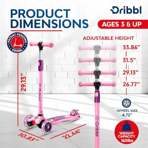 3-Wheel Kids Scooter with Lean-to-Steer Technology, Dribbl