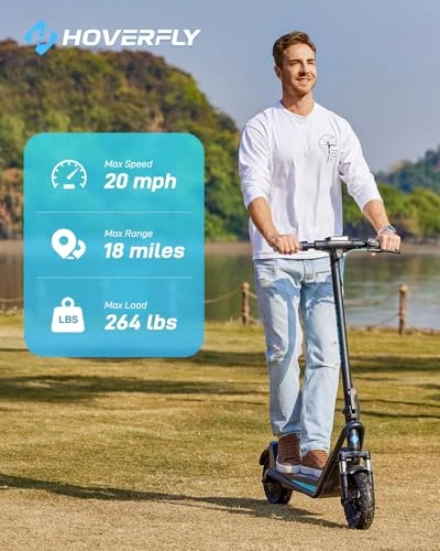 Electric Scooter for Adults, 18/25 Mile Range, 20Mph Top Speed, 500W Motor — Electric Scooter, HOVERFLY