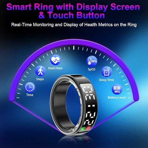 Smart Ring Health Tracker with Display Screen and Touch Button — Smart Ring, Evelame