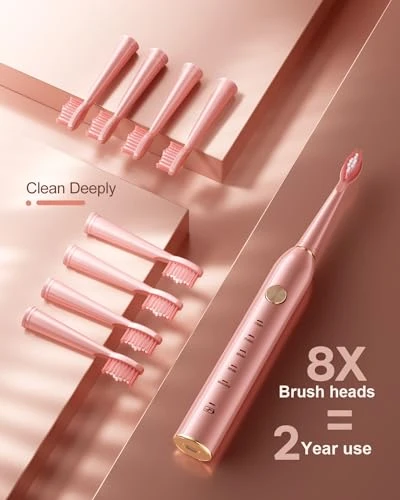 Sonic Electric Toothbrush for Adults, Smart Cleaning and Whitening, 5 Modes Selection 38000VPM Rechargeable — Electric Toothbrush, AJELU