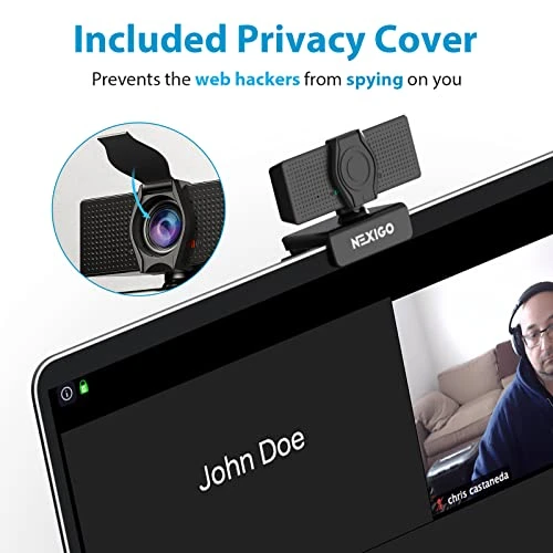 1080P Webcam with Microphone, Adjustable FOV, Zoom & Privacy Cover, NexiGo