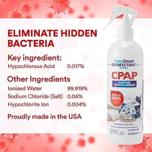 CPAP Disinfectant Spray, Kills 99.9% of Bacteria and Viruses, No Residue, CleanSmart