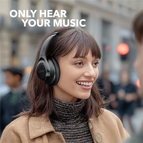 Hybrid Active Noise Cancelling Headphones, Wireless Over Ear Bluetooth Headphones, 60H Playtime, Hi-Res Audio, Deep Bass — Wireless Earbuds, Anker