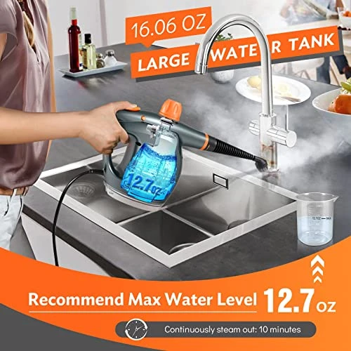 Powerful Handheld Steam Cleaner with Detergent Container and Safety Lock, NixtClean