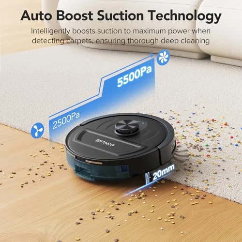 Robot Vacuum and Mop Combo with LiDAR Navigation, 5500Pa Suction, WiFi/Alexa Compatible — Robot Vacuum, BPMIO
