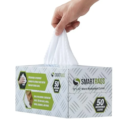 Smart Rags in Box - Pack of 50 Lint Free Microfiber Cleaning Cloths, Arkwright LLC