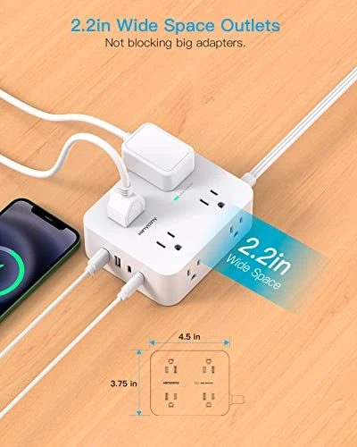 Surge Protector Power Strip with 8 Outlets and 4 USB Ports, HANYCONY