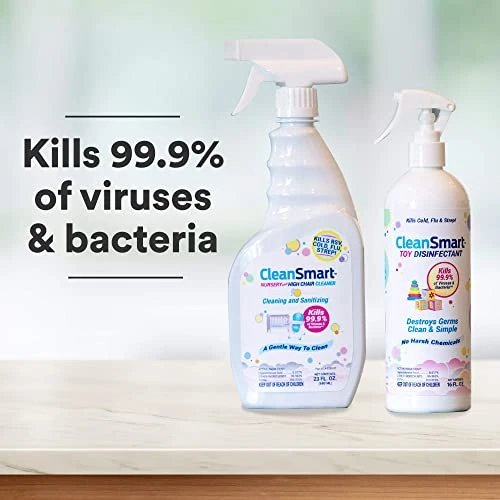 Toy Disinfectant Spray Kills 99.9% of Viruses and Bacteria, Rinse Free, 16 oz Bottle, Pack of 2, CleanSmart
