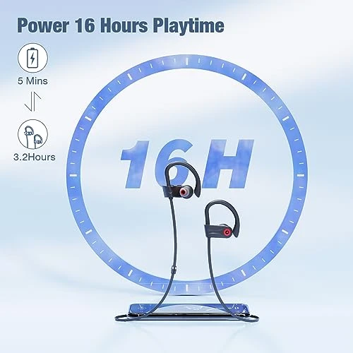 Wireless Bluetooth Headphones with 16 Hours Playtime, IPX7 Waterproof — Wireless Earbuds, Boean