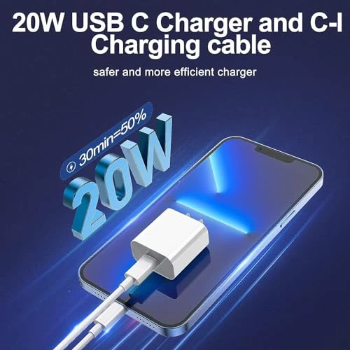 Fast Charging Type C Wall Charger Block with USB C to Lightning Cable, FEEL2NICE