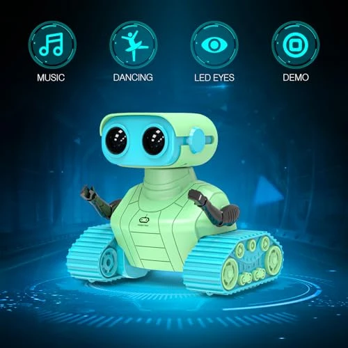 Rechargeable RC Robot Toy for Kids with Music and LED Eyes, ALLCELE