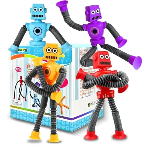 Sensory Travel Robot Toys for Kids, 4Pcs Set, CHESLICR
