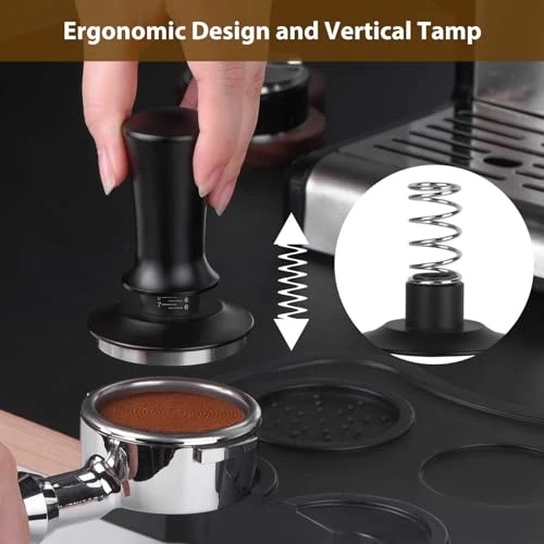 Spring Loaded Espresso Tamper 58mm - Adjustable Depth Coffee Press Tool, Attsky