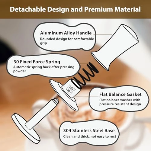 Spring Loaded Espresso Tamper 58mm - Adjustable Depth Coffee Press Tool, Attsky