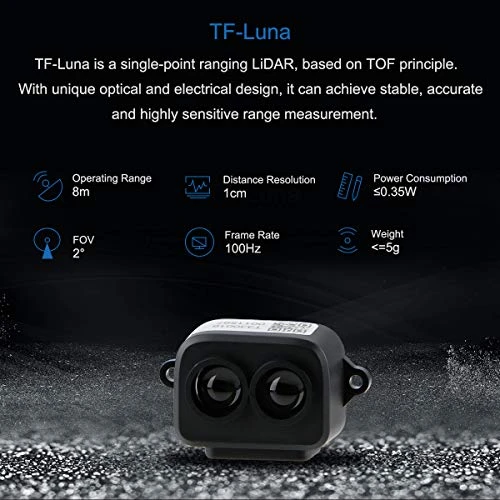 Lidar Range Finder Sensor Module TF-Luna, Single-Point Micro Ranging Module 0.2 to 8m, MakerFocus
