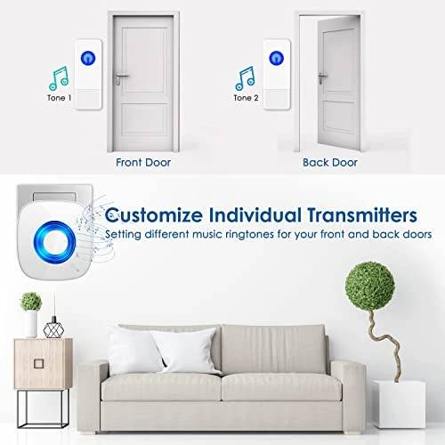 Waterproof Wireless Doorbell Kit with 1300-ft Range, 58 Melodies, LED Flash, PHYSEN