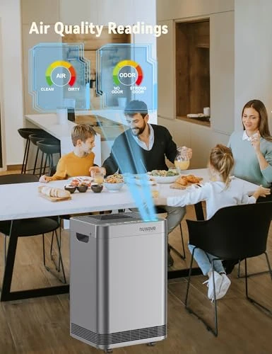 Whole House Air Purifier with 5 Stage Tower Structure, Smart Air Quality & Odor Sensors — Air Purifier, Nuwave