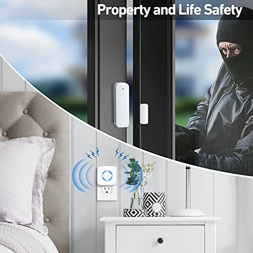 Wireless Door Open Contact Sensor Alarm Chime with 600 FT Range, Satisure