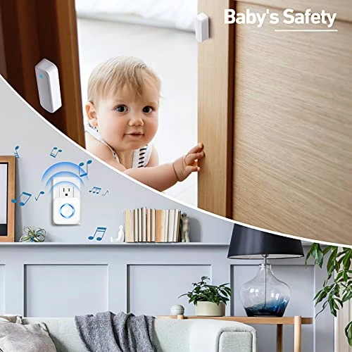 Wireless Door Open Contact Sensor Alarm Chime with 600 FT Range, Satisure