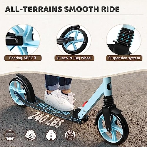 Foldable Kick Scooter with Adjustable Handlebar — Electric Scooter, WAYPLUS